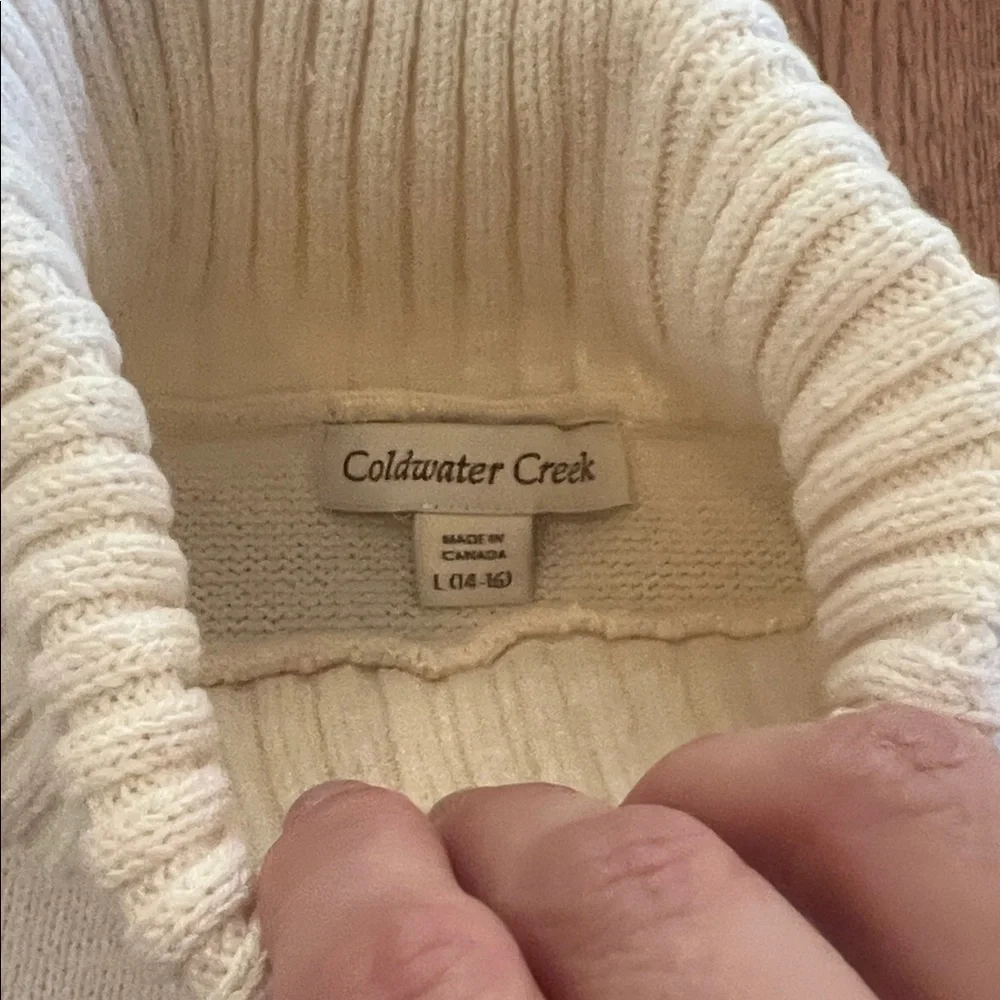 Coldwater Creek White Turtleneck Polar Bear Sweater Women’s Size Large - Picture 6 of 8